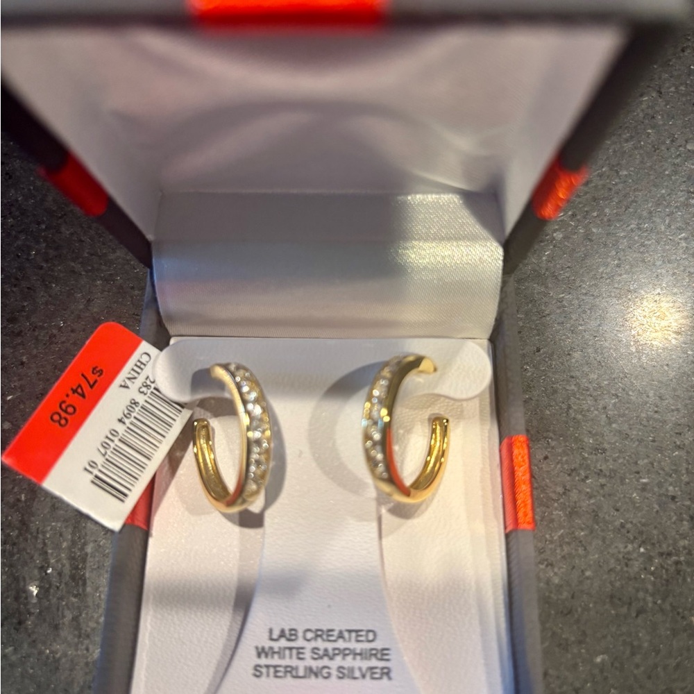 Gold and Silver Hoop Earrings with Sparkling Stones